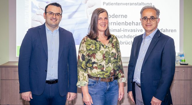 Die Experten des Marien Hospital Witten rund um Prof. Dr. Metin Senkal (rechts), Chefarzt der Klinik für Allgemein- und Viszeralchirurgie des Marien Hospital Witten, informierten die Teilnehmer über moderne Behandlungsmöglichkeiten bei Hernien.