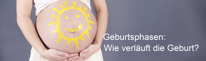 Schwangere mit Babybauch, auf den eine Sonne gemalt ist.